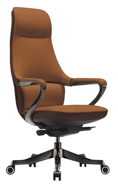 REYA, židle kancelářská, titan kříž, hnědá kůže/tmavě hnědá PU